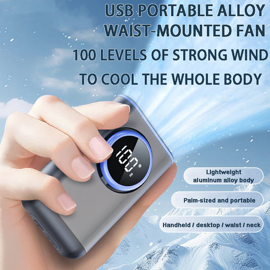 USB Portable Aluminum Alloy Waist-Mounted Fan
