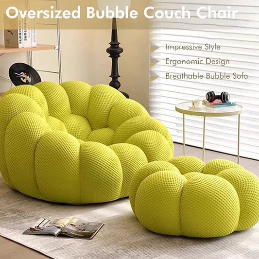 Oversized Bubble Couch Chair,Modern Lazy Floor Sofa, Upholstered Mesh Fabric Bubble Sofa, 3D Honeycomb Shape Curved Couch for Living Room, Apartment, Small Space