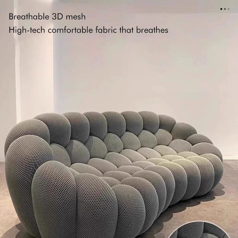 Oversized Bubble Couch Chair,Modern Lazy Floor Sofa, Upholstered Mesh Fabric Bubble Sofa, 3D Honeycomb Shape Curved Couch for Living Room, Apartment, Small Space
