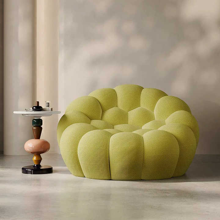 Oversized Bubble Couch Chair,Modern Lazy Floor Sofa, Upholstered Mesh Fabric Bubble Sofa, 3D Honeycomb Shape Curved Couch for Living Room, Apartment, Small Space
