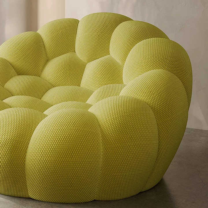 Oversized Bubble Couch Chair,Modern Lazy Floor Sofa, Upholstered Mesh Fabric Bubble Sofa, 3D Honeycomb Shape Curved Couch for Living Room, Apartment, Small Space